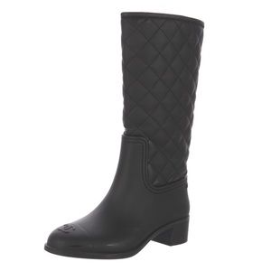 CHANEL Rain Boots Interlocking CC Logo